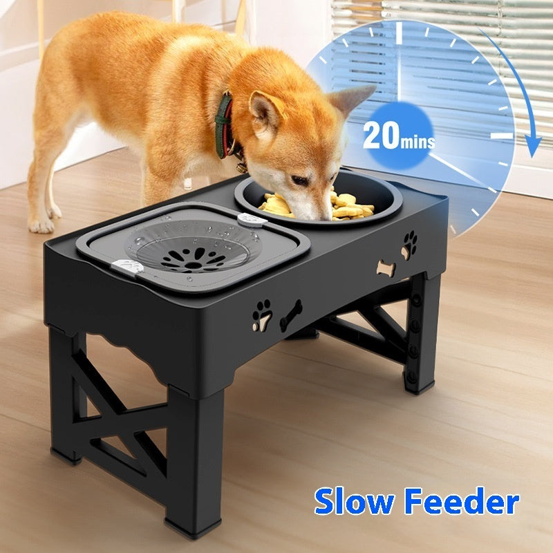Pet Stainless Steel Feeder Double Bowl Integrate