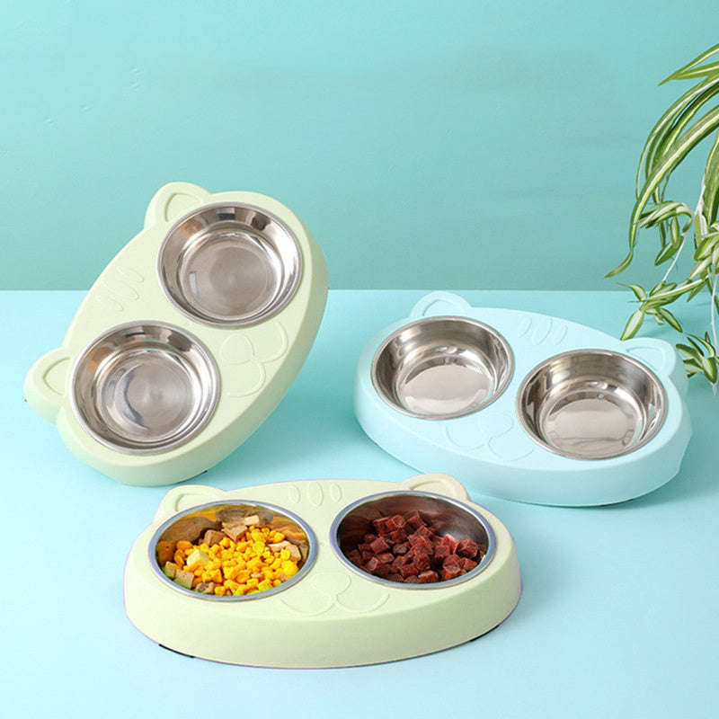 Pet Double Bowls, Stainless Steel Pet Food Bowl Water