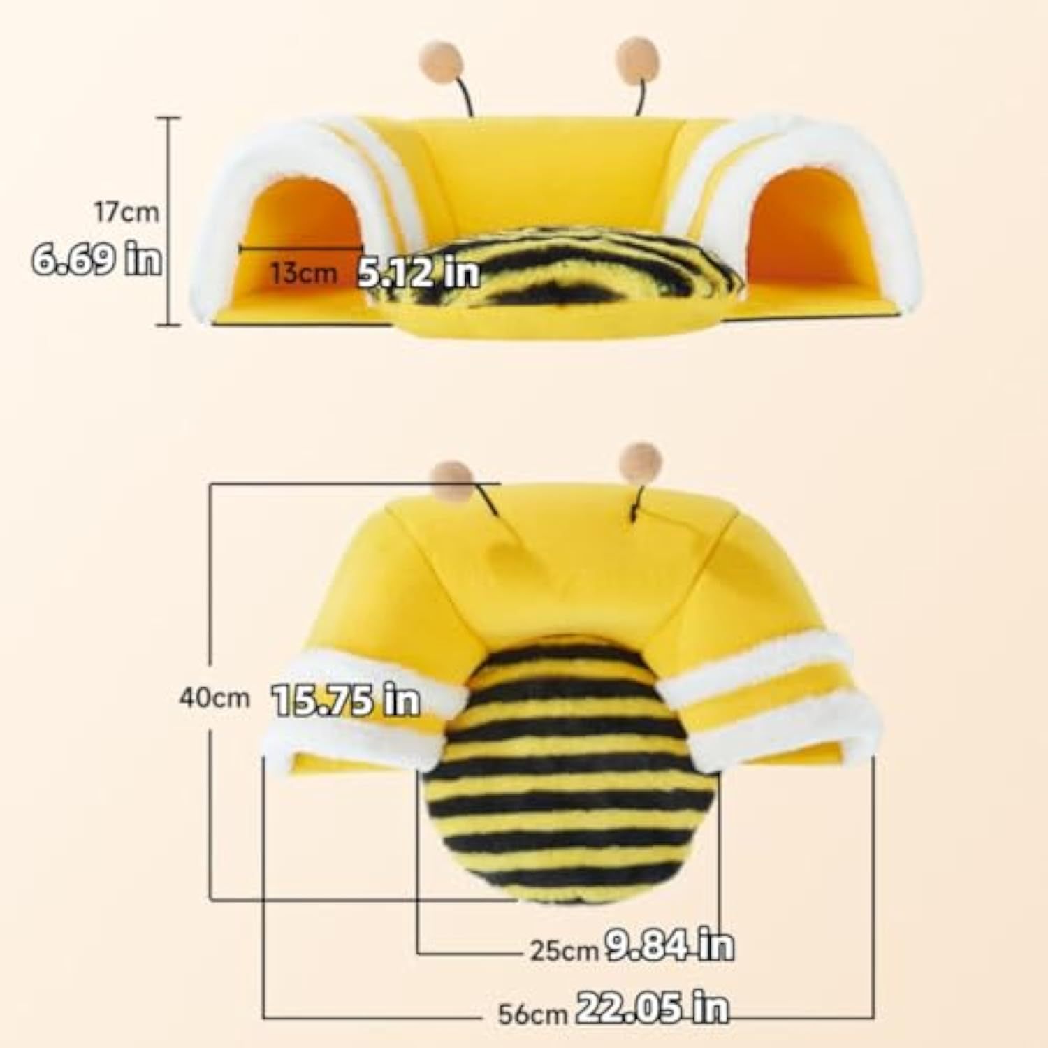 Warm Rabbit Hideout Tunnel Bed, Cute Bee Shap