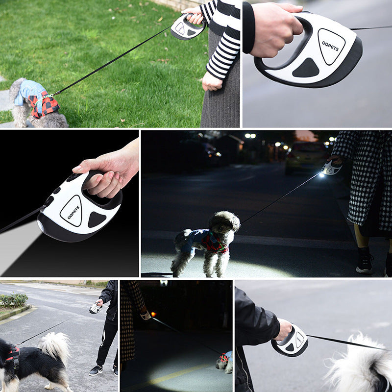 Pet Dog Automatic Retractable Fiber Leash Night