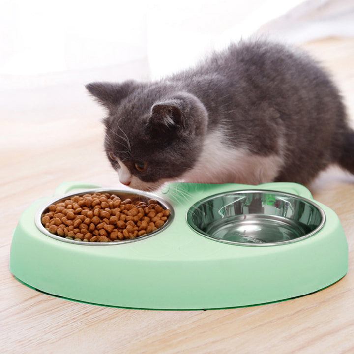 Pet Double Bowls, Stainless Steel Pet Food Bowl Water