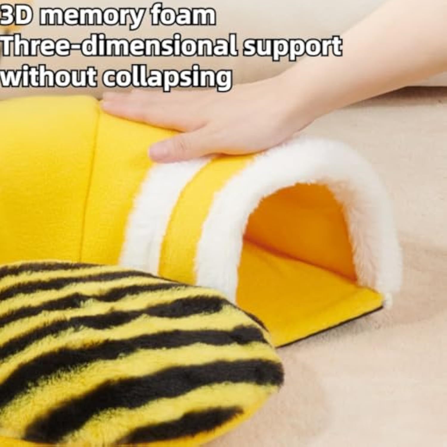 Warm Rabbit Hideout Tunnel Bed, Cute Bee Shap