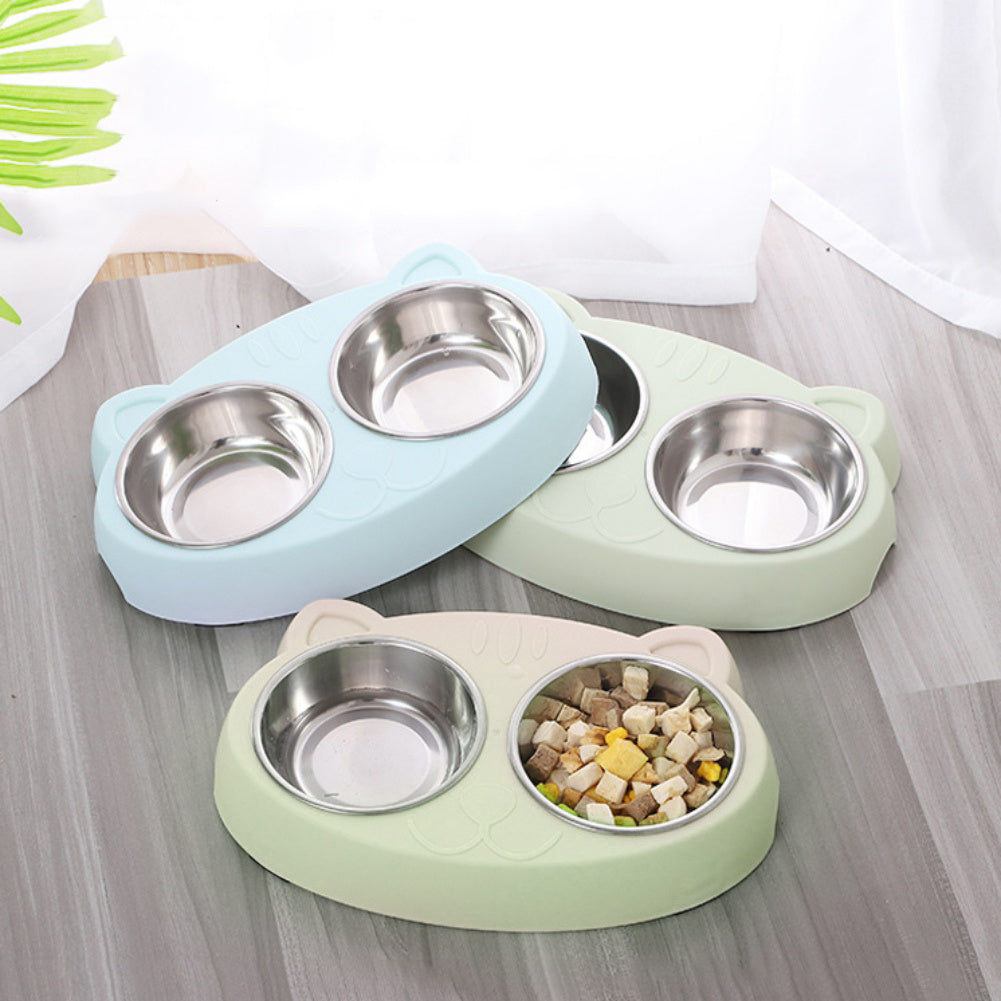 Pet Double Bowls, Stainless Steel Pet Food Bowl Water