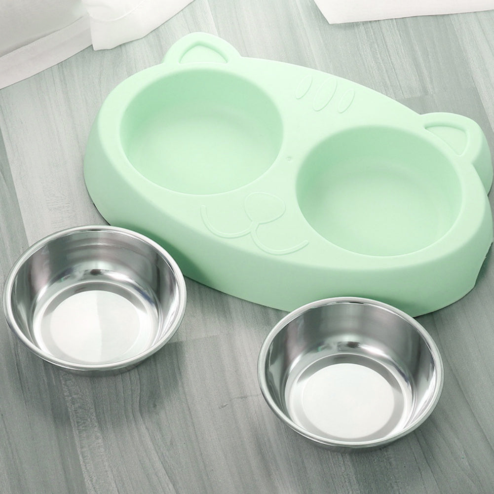 Pet Double Bowls, Stainless Steel Pet Food Bowl Water