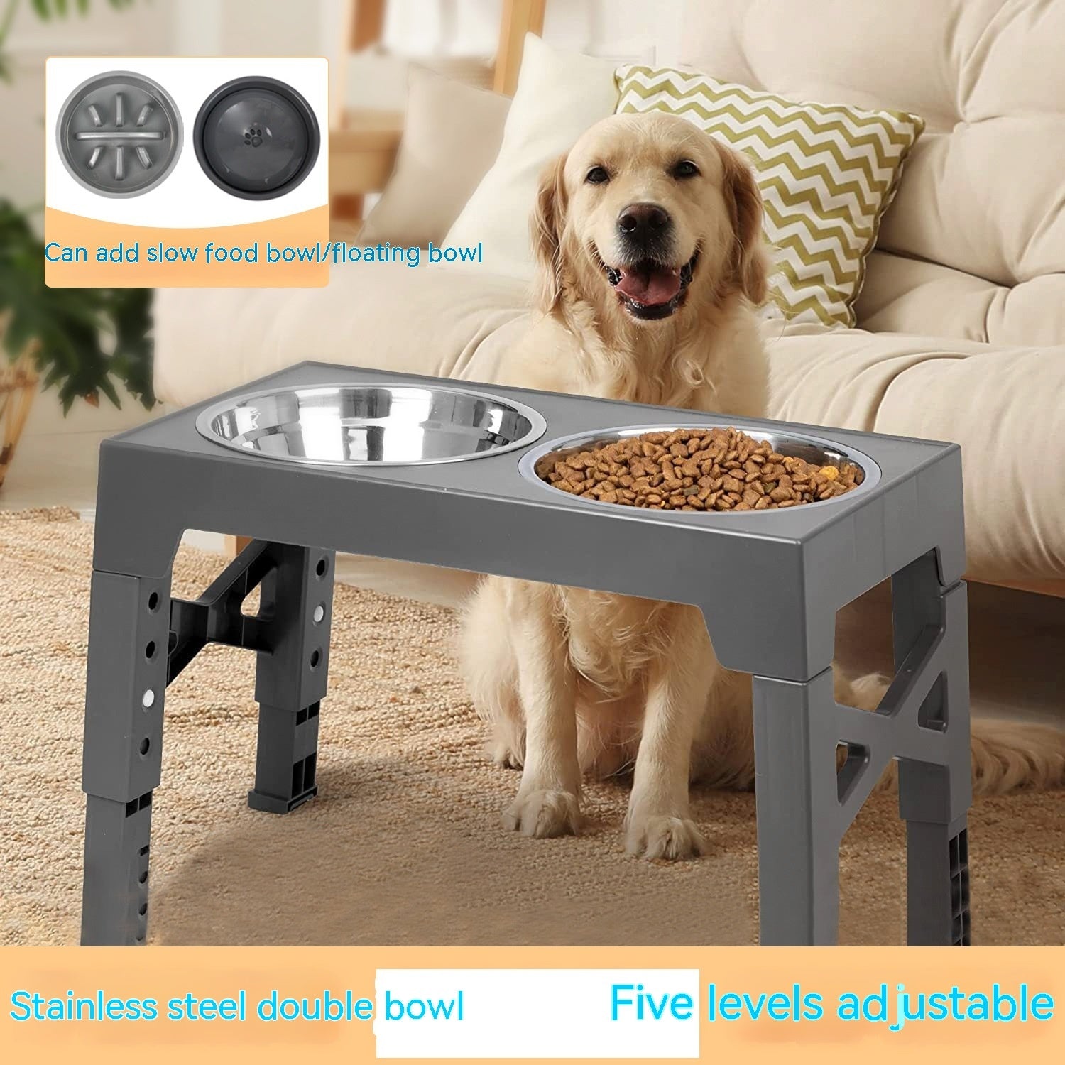 Pet Feeder Slow Feeding Bowl Lifting Dog Bowl