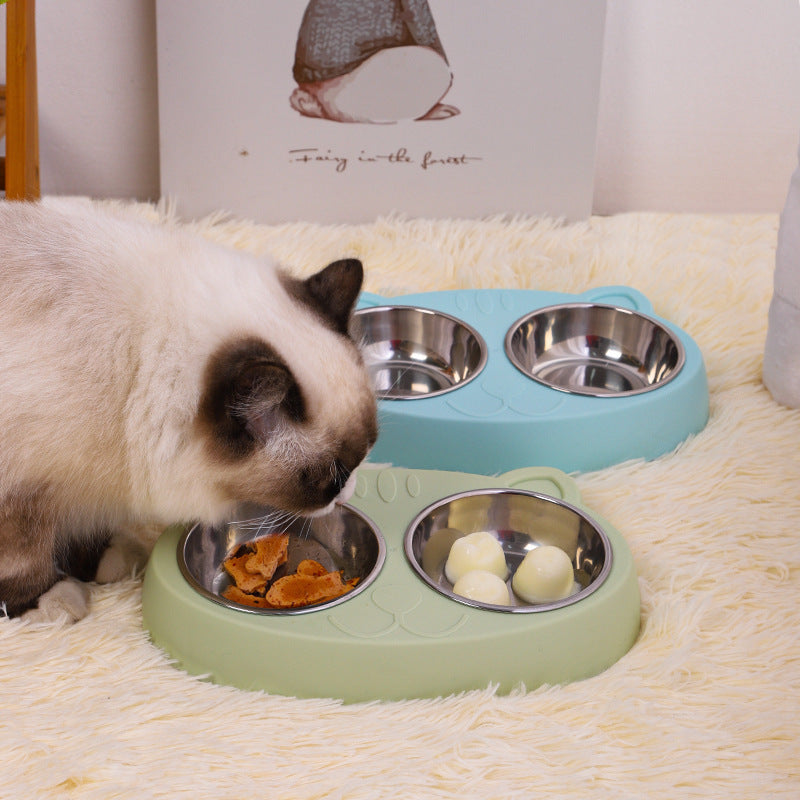 Pet Double Bowls, Stainless Steel Pet Food Bowl Water