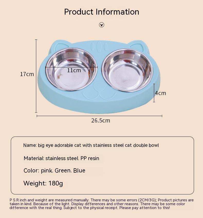 Pet Double Bowls, Stainless Steel Pet Food Bowl Water