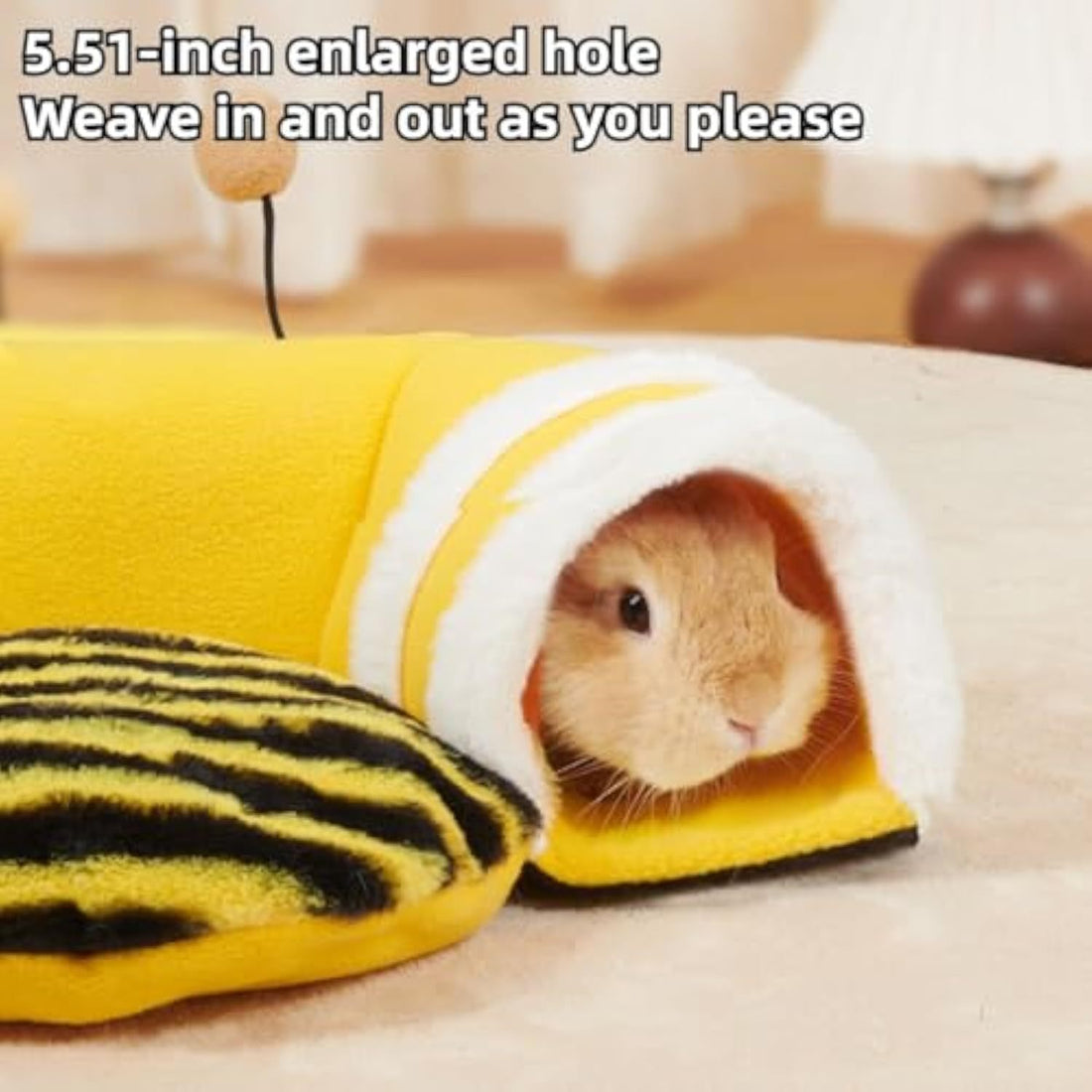 Warm Rabbit Hideout Tunnel Bed, Cute Bee Shap