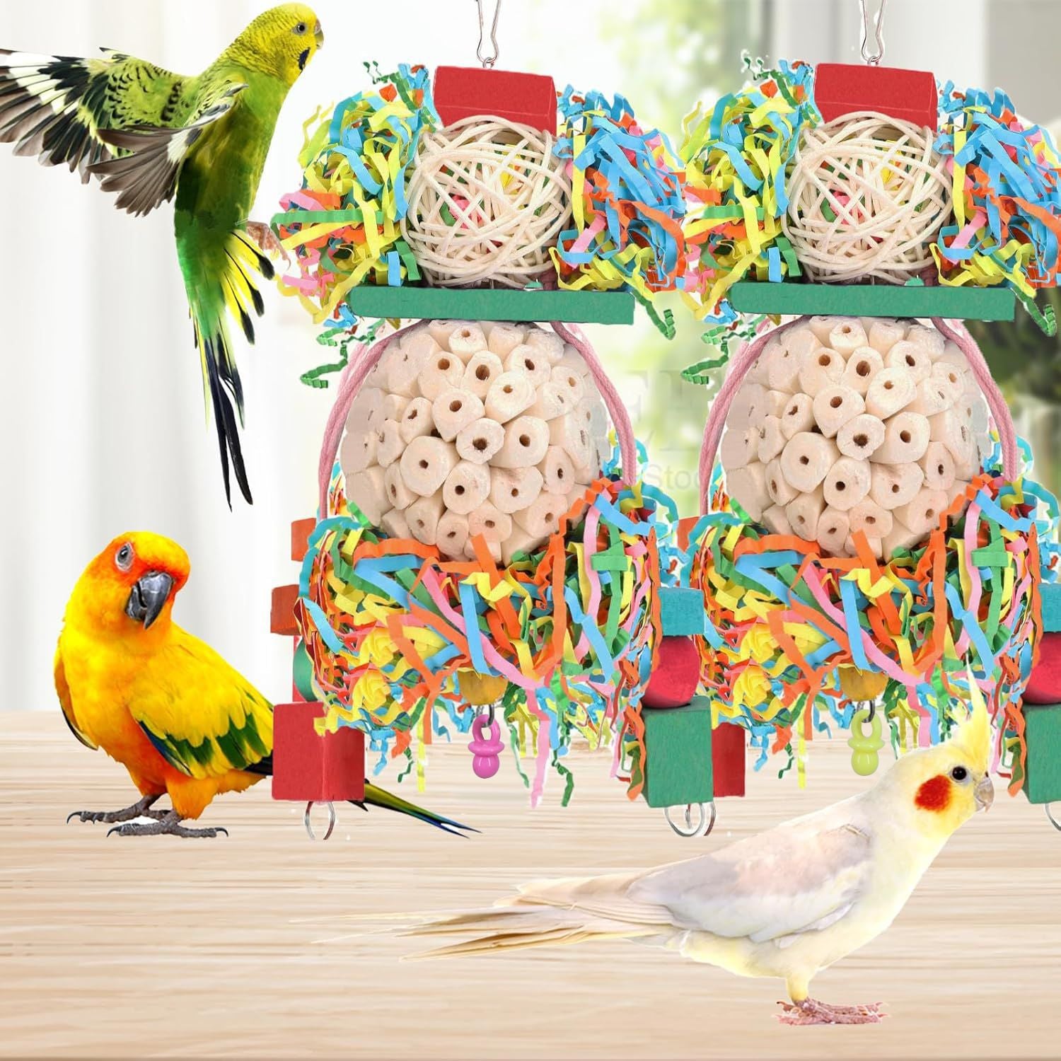 Parrot Toys Wooden Bird Cage Accessories