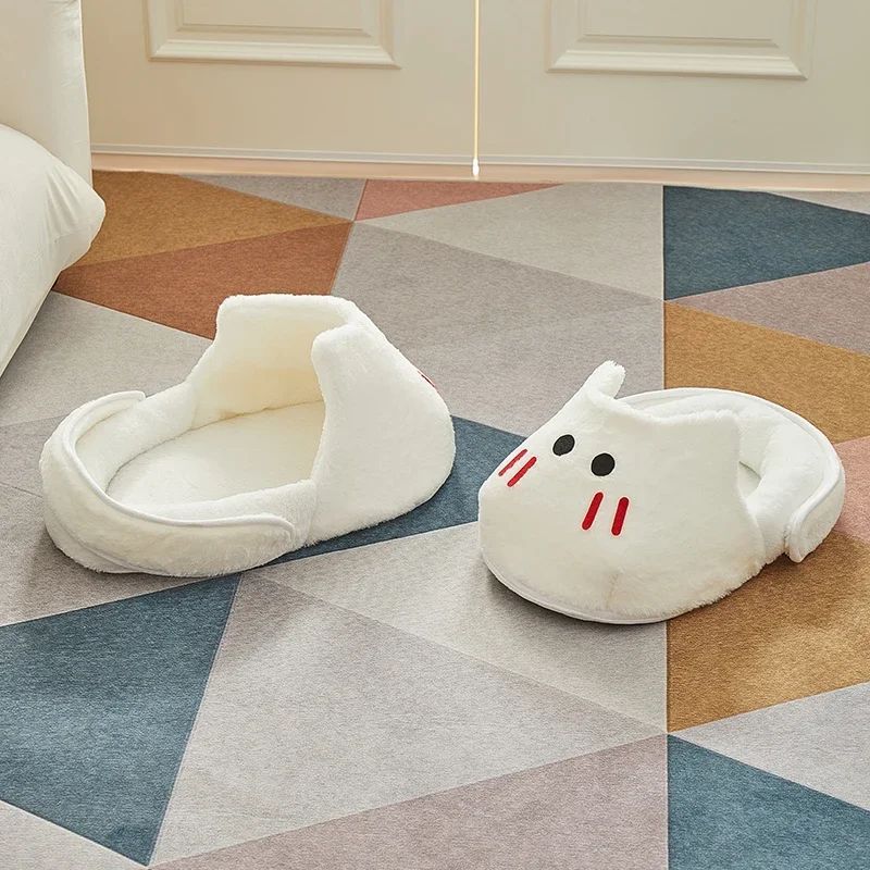 Portable Plush Slipper Cat Bed Pet Mattress Warm