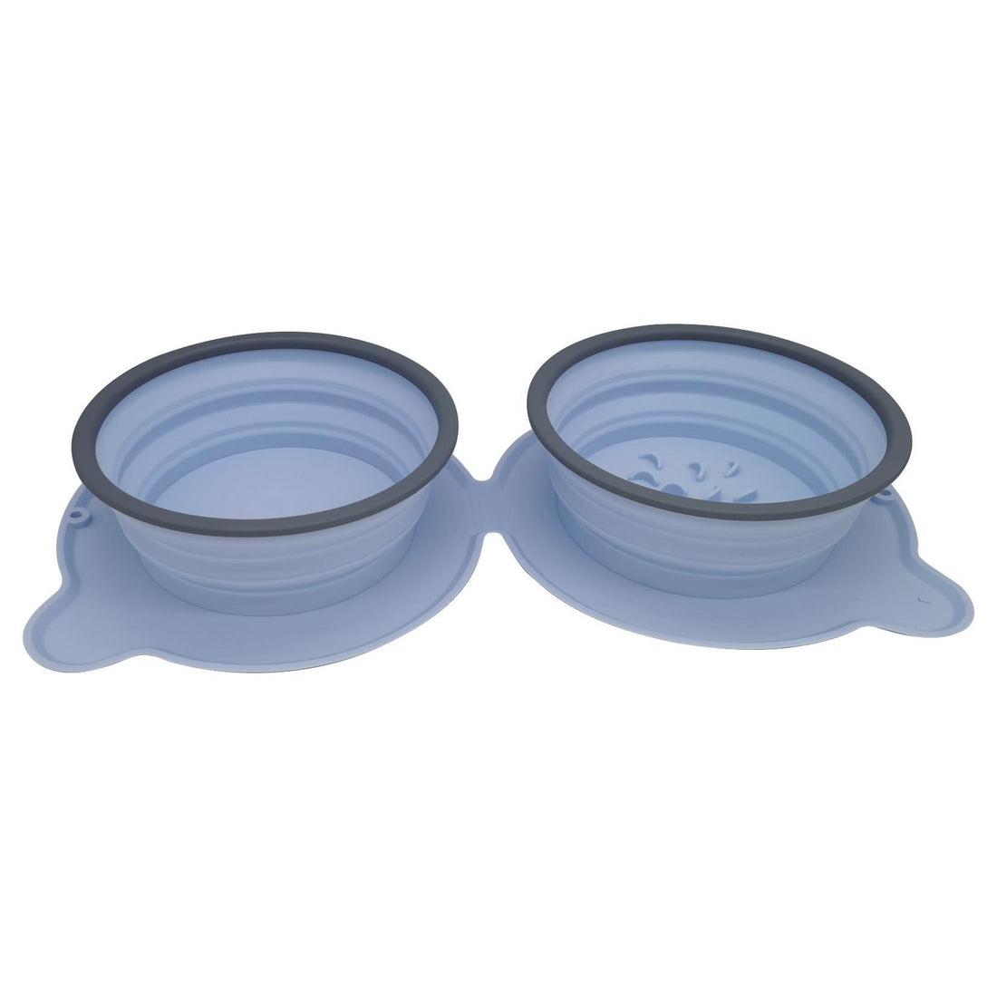 Portable Silicone Double Dog Food Bowls Foldable Non-Slip