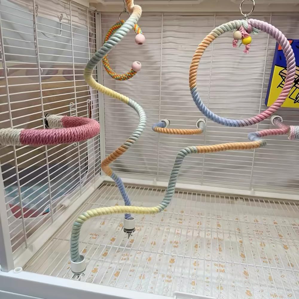 Gradient Colorful Bird Rope Perch