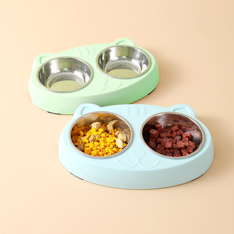 Pet Double Bowls, Stainless Steel Pet Food Bowl Water