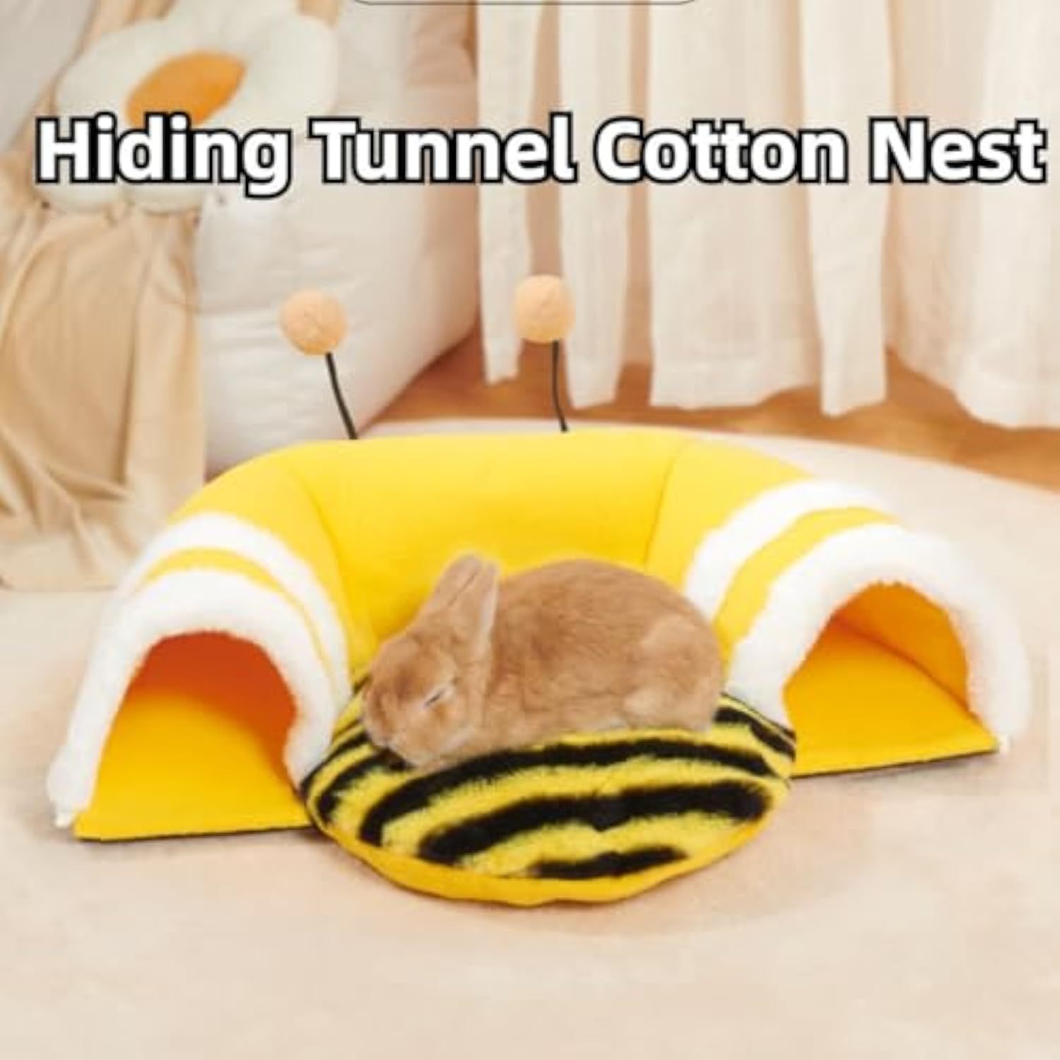 Warm Rabbit Hideout Tunnel Bed, Cute Bee Shap